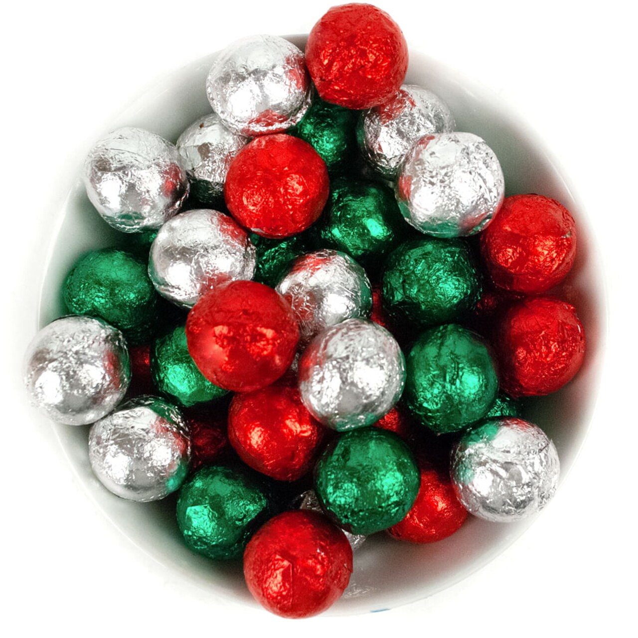 Christmas Milk Chocolate Ball Mix - Red, Green & Silver Foil For Holiday Party Favors, Stocking Stuffers, DIY Gifting, Dessert Tables & More